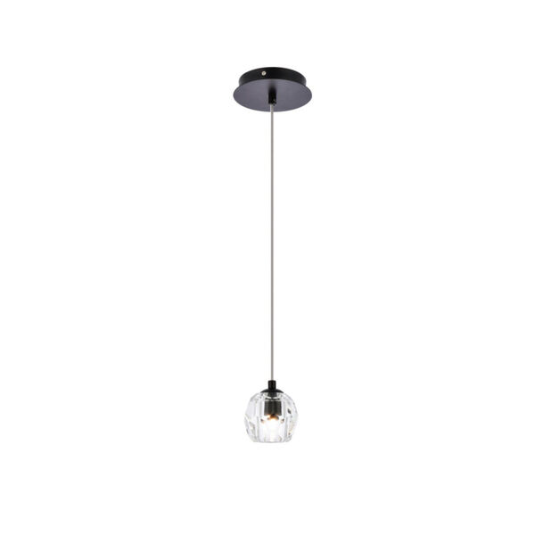 Eren Black One-Light Mini-Pendant with Royal Cut Clear Crystal, image 1