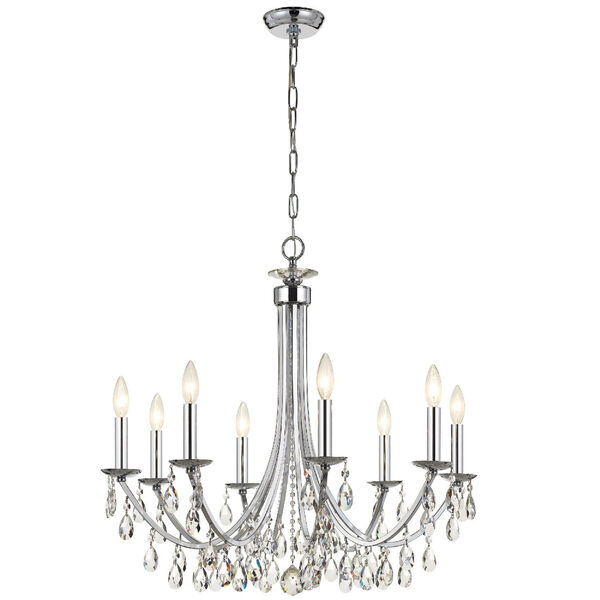 Bridgehampton Polished Chrome 28-Inch Eight-Light Faceted Crystal Chandelier, image 2