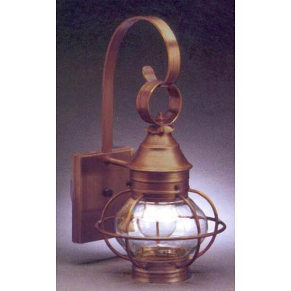 Small Dark Antique Brass Caged Onion Outdoor Wall Lantern, image 1