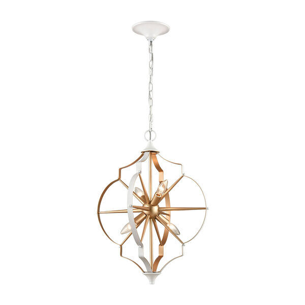 Laguna Beach Gold and White Four-Light Chandelier, image 1