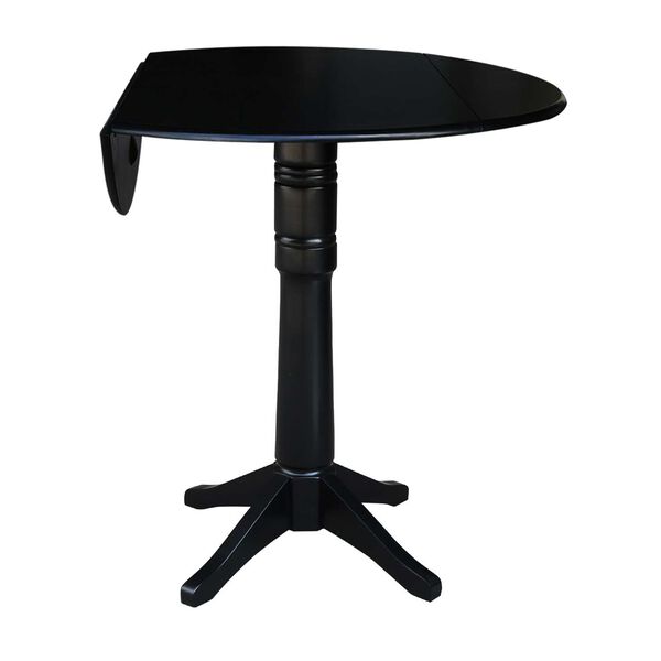 Black 42-Inch Round Dual Drop Leaf Pedestal Dining Table, image 2