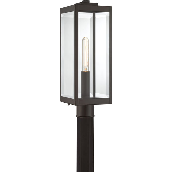 Westover Western Bronze One-Light Outdoor Post Lantern with Transparent Beveled Glass, image 6