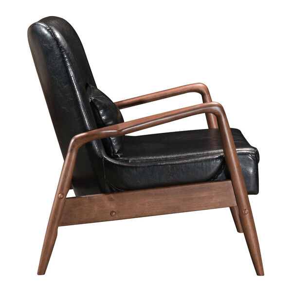 Bully Black and Walnut Lounge Chair and Ottoman, image 4
