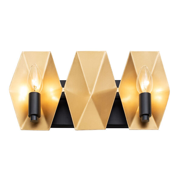 Malone Matte Black and French Gold Two-Light Bath Vanity, image 4