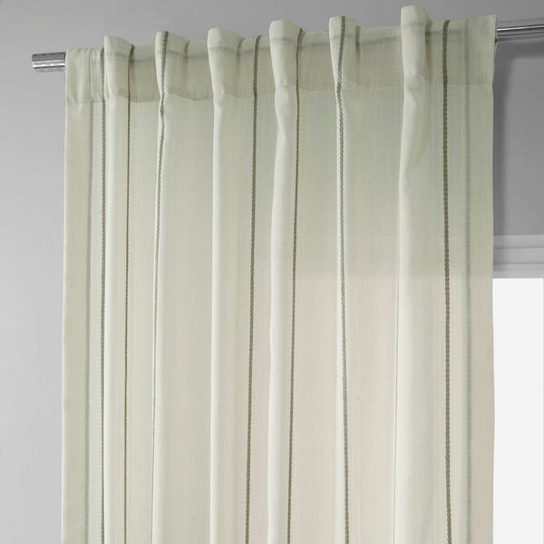Aruba Gold Striped Linen Sheer Single Panel Curtain 50 x 108, image 5