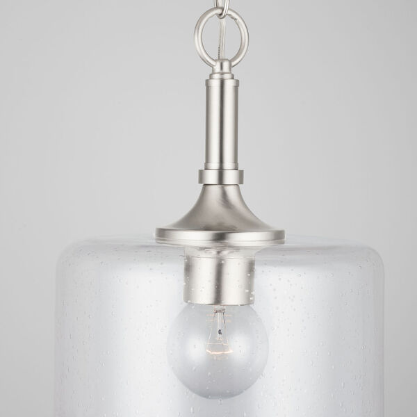 HomePlace Carter Brushed Nickel Pendant with Clear Seeded Glass - (Open Box), image 3