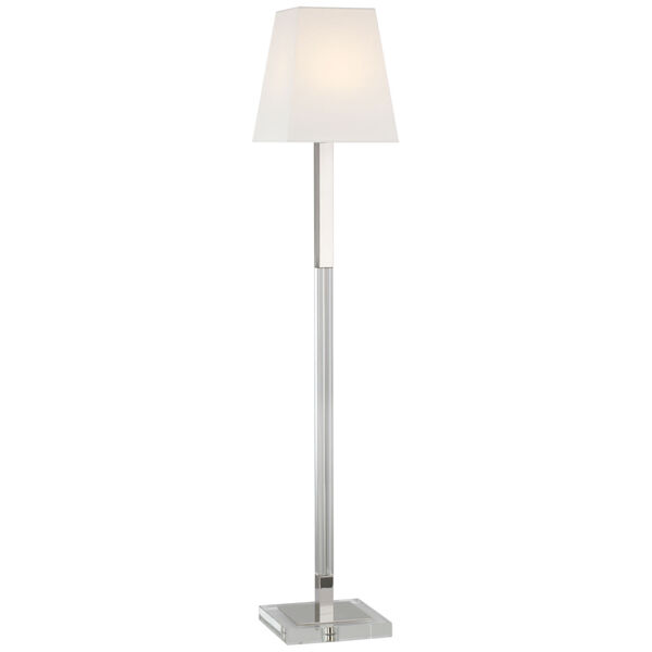 Reagan Medium Reading Floor Lamp in Polished Nickel and Crystal with Linen Shade by Chapman  and  Myers, image 1