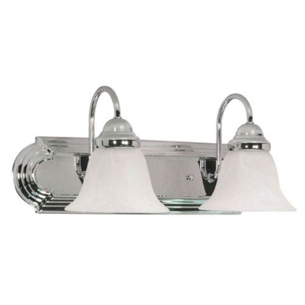 Ballerina Polished Chrome Two-Light Bath Fixture with Alabaster Glass, image 1
