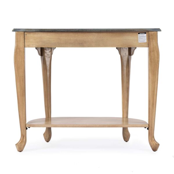 Kimball Antique Beige Demilune Wood Console Table with Storage, image 5