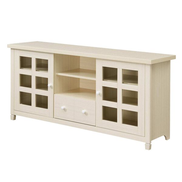 White One Drawer TV Stand with Storage Cabinet and Shelve, image 1
