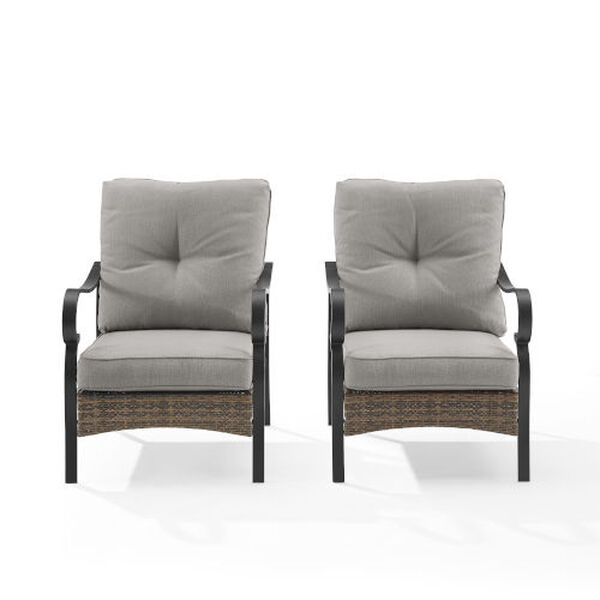 Dahlia Taupe and Matte Black Outdoor Metal and Wicker Armchair, Set of 2, image 2