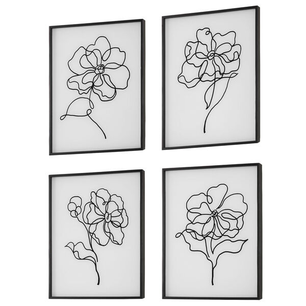 Bloom Black and White Framed Print, Set of 4, image 4