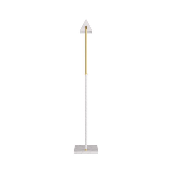Tyson Antique Brass White Leather White Marble One-Light  Floor Lamp, image 3
