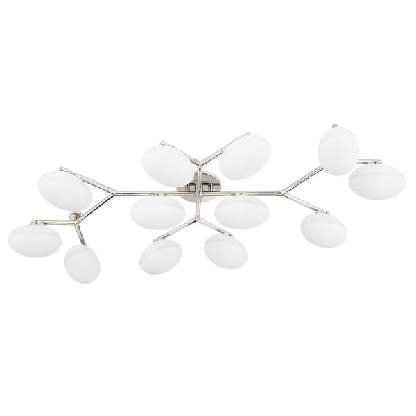 Wagner Polished Nickel 12-Light Semi-Flush Mount with Opal Glass, image 1