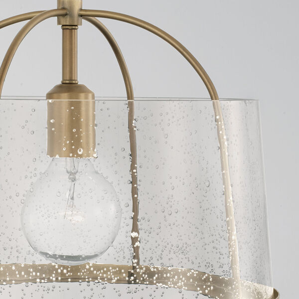 HomePlace Madison Aged Brass One-Light Semi-Flush or Pendant with Clear Seeded Glass, image 3