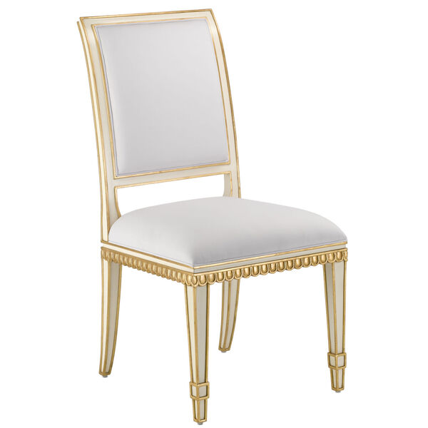 Ines Muslin and Antique Gold Side Chair, image 1
