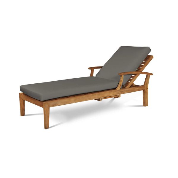Delano Natural Teak Outdoor Reclining Sunlounger with Sunbrella Charcoal Cushion, image 2