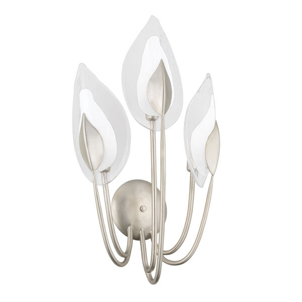 Blossom Silver Three-Light Wall Sconce with Clear Glass, image 1