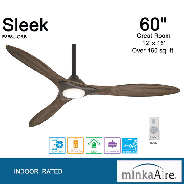 Sleek Oil Rubbed Bronze 60-Inch Smart Ceiling Fan, image 6