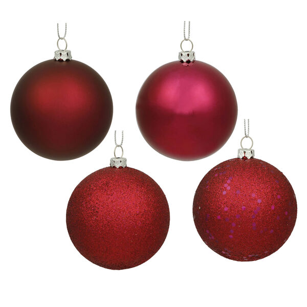 Wine 6-Inch Four Finish Ball Ornament, Set of Four, image 1
