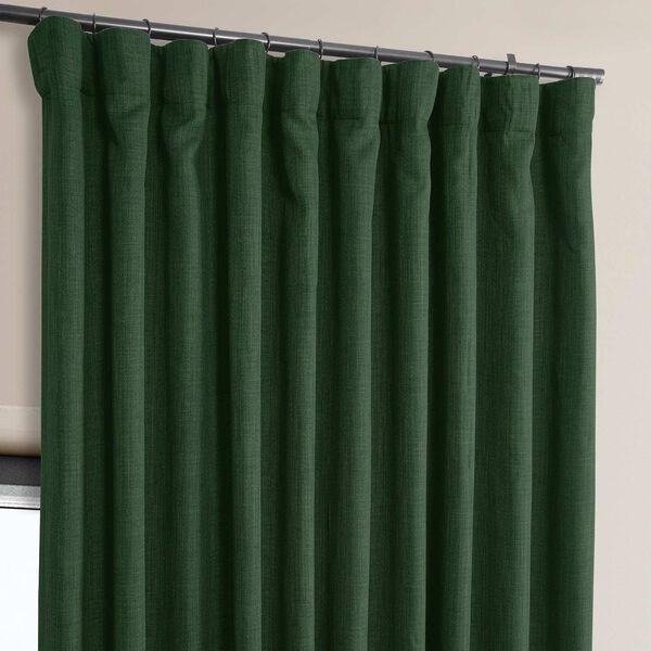 Key Green Faux Linen Extra Wide Room Darkening Single Panel Curtain, image 3