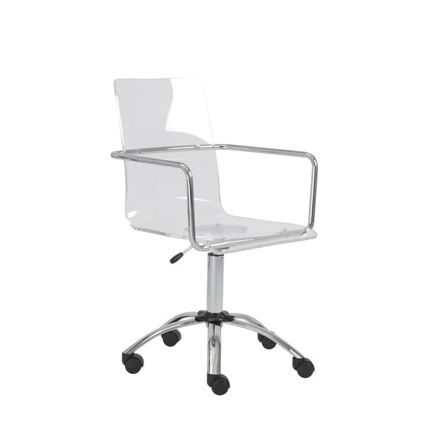 Chloe Clear 21-Inch Office Chair with Chromed Steel Base, image 6