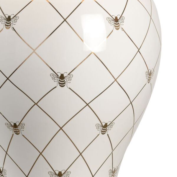 Shayla Copas White Glaze and Metallic Gold One-Light Ginger Jar Table Lamp, image 4