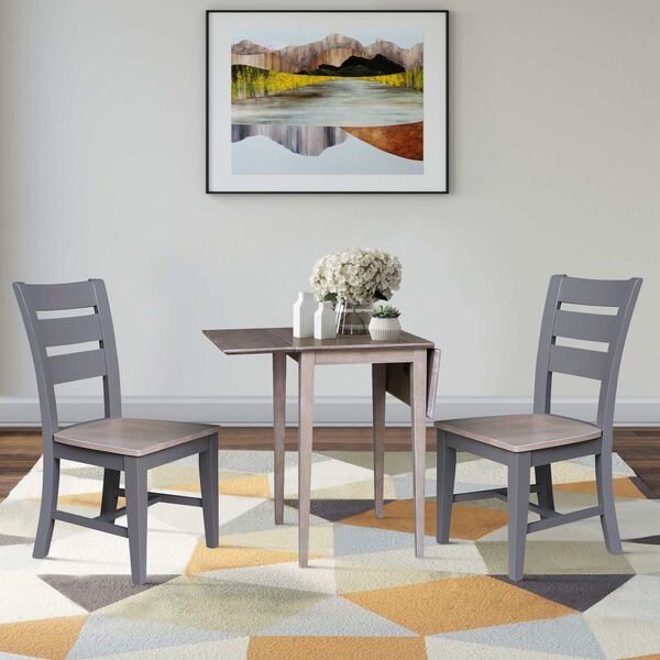Washed Gray Clay Taupe Dual Drop Leaf Table with Two Chairs, image 5