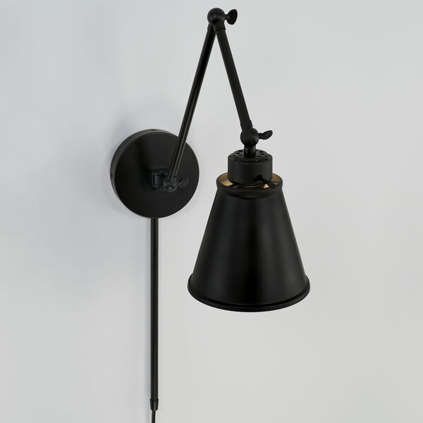 Matte Black One-Light Plug-In Sconce, image 5