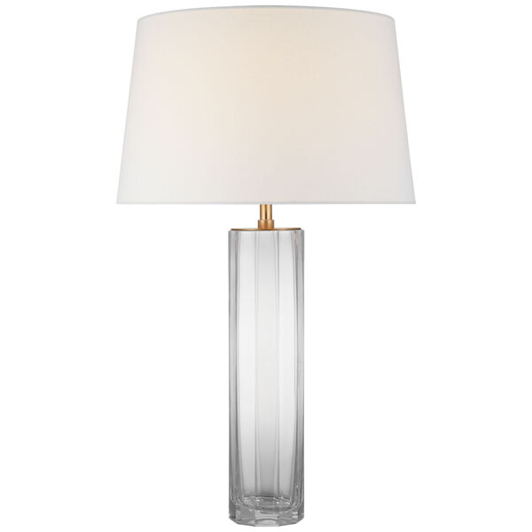 Fallon Large Table Lamp in Clear Glass with Linen Shade by Chapman  and  Myers, image 1
