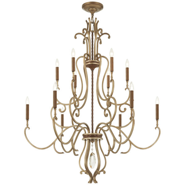 Magnolia Manor Pale Gold and Distressed Bronze 12-Light Chandelier, image 1