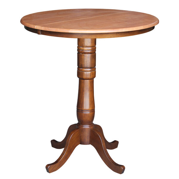 Cinnamon And Espresso 36-Inch Round Pedestal Bar Height Table, image 1