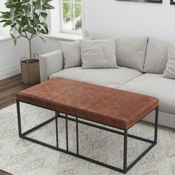 Riley Black and Brown Faux Leather Entry Table, image 3