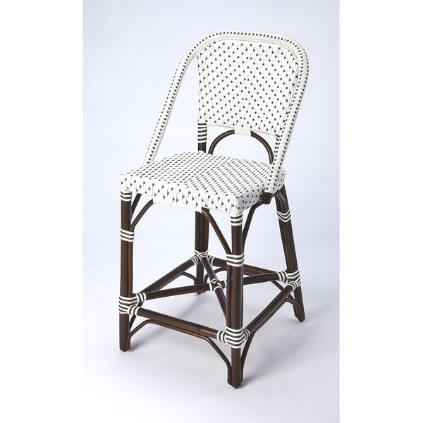 Solstice White and Chocolate Rattan Counter Stool, image 1