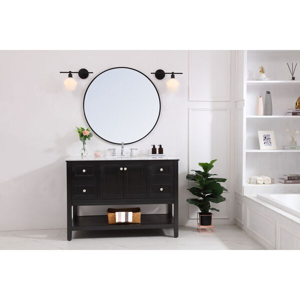 Gene Black One-Light Bath Vanity with Frosted White Glass, image 2