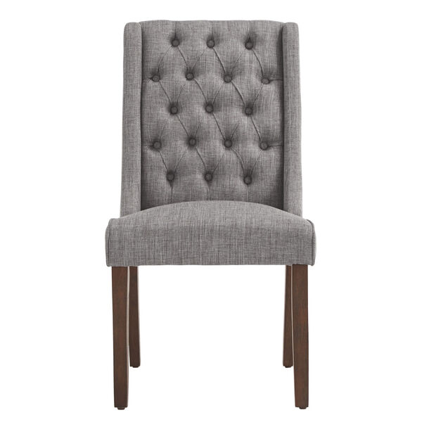 Donna Gray Tufted Linen Upholstered Dining Chair, Set of Two, image 2