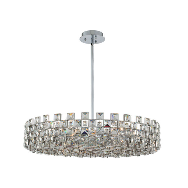 Piazze Polished Chrome 12-Light Pendant with Firenze Crystal, image 1