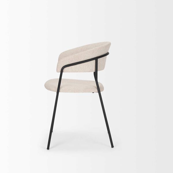 Carolyn Oatmeal Fabric and Matte Black Metal Dining Chair, image 3