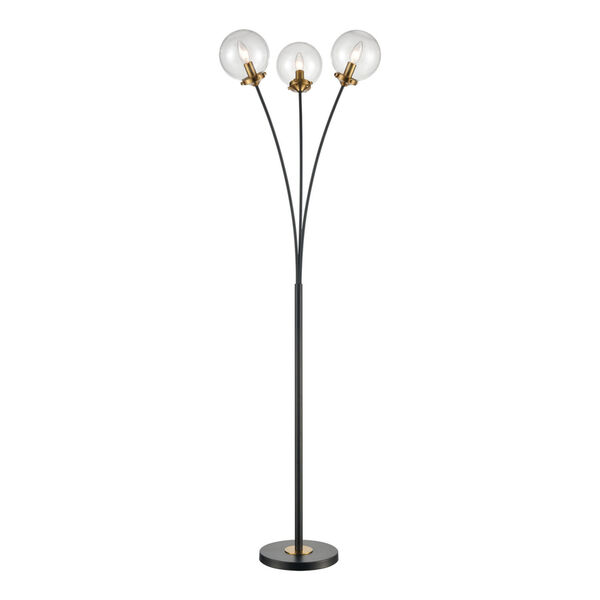Boudreaux Burnished Brass with Matte Black Three-Light LED Floor Lamp, image 1