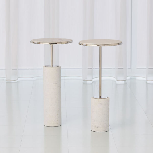Nickel 12-Inch Short Cored Marble Table, image 2