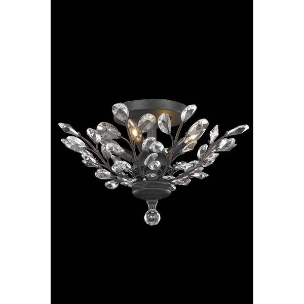 Orchid Dark Bronze Four-Light Flush Mount with Royal Cut Crystal, image 1