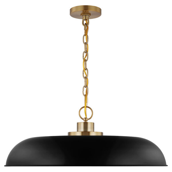 Colony Matte Black and Burnished Brass 24-Inch One-Light Pendant, image 2