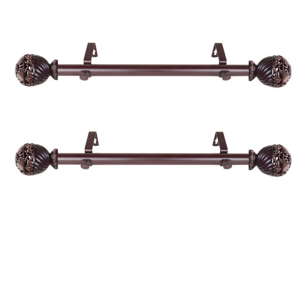 Lanette Mahogany 20-Inch Side Curtain Rod, Set of 2, image 1