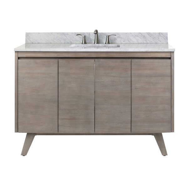 Coventry 49 inch Vanity in Gray Teak with Carrara White Top, image 1