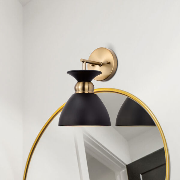 Perkins Matte Black and Burnished Brass One-Light Wall Sconce, image 6