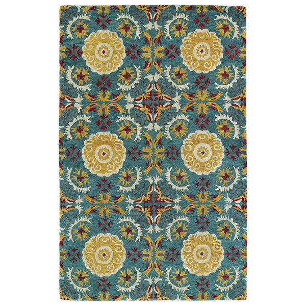 Global Inspirations Turquoise Hand-Tufted 9Ft. x 12Ft. Rectangle Rug, image 1