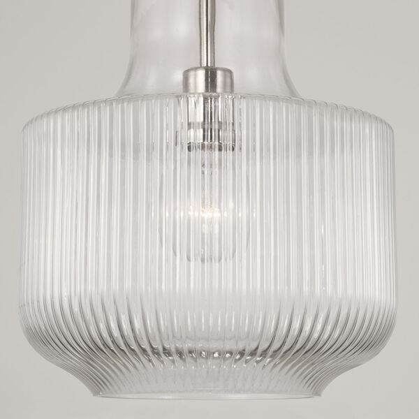 Nyla Polished Nickel One-Light Pendant with Clear Fluted Glass, image 4