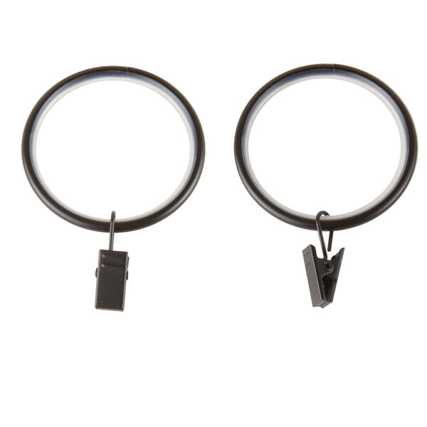 Black Noise-Canceling Curtain Rings with Clip, Set of 10, image 2