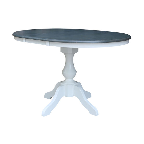 White and Heather Gray 36-Inch Round Top Pedestal Dining Table, image 2