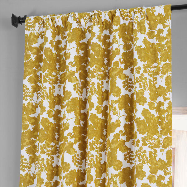 Fleur Gold Printed Cotton Blackout Single Panel Curtain, image 3